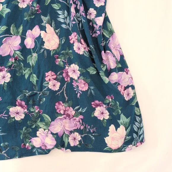 Torrid Teal Floral Peasant‎ Blouse, Plus Size 3X - Picture 6 of 7